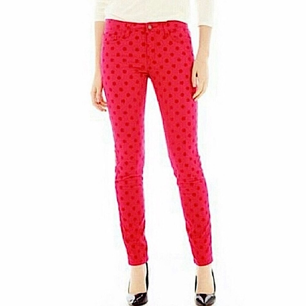 Joe Fresh Hot Pink Polka Dot Jeans Slim Fit Size 12